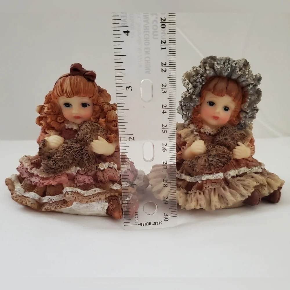 Vintage Resin Victorian Children with Teddy Bears Figurines
